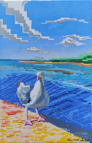 Painting titled "Seagul" by Artem Danevych, Original Artwork, Marker