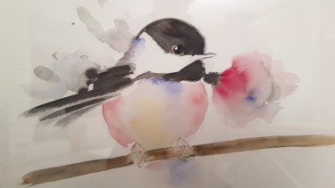 Painting titled "aquarelle oiseau.jpg" by Art Misia, Original Artwork, Watercolor