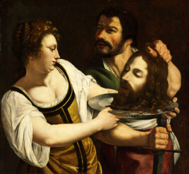 Painting titled "Salome with the Hea…" by Artemisia Gentileschi, Original Artwork, Oil