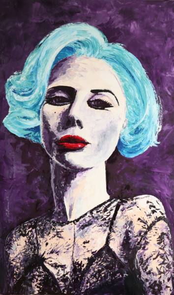 Peinture intitulée ""Lady Gaga"" par Emmanuel Fournier, Œuvre d'art originale, Huile