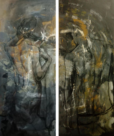 Malarstwo zatytułowany „Nudes N 026-027” autorstwa Artem Usá, Oryginalna praca, Akryl