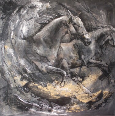 Pittura intitolato "Horses C008" da Artem Usá, Opera d'arte originale, Acrilico