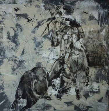 Painting titled "Horseman T012" by Artem Usá, Original Artwork, Acrylic