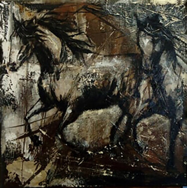 Painting titled "Horses C084" by Artem Usá, Original Artwork, Acrylic