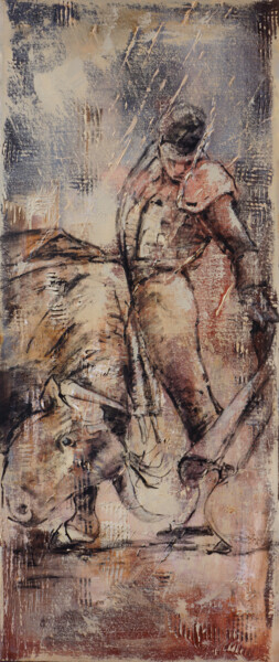 Pittura intitolato "Bullfighter's Honor…" da Artem Usá, Opera d'arte originale, Acrilico Montato su Telaio per barella in le…