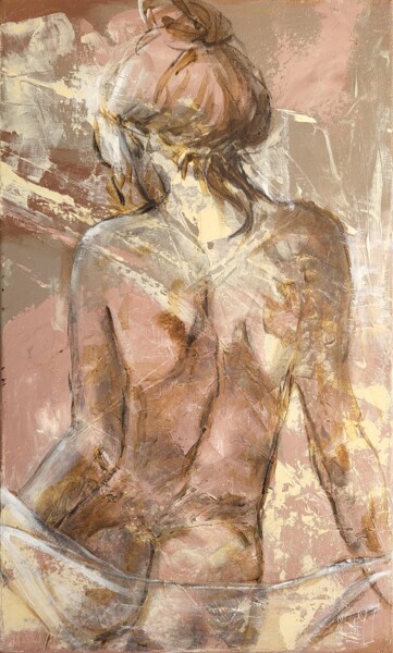 Painting titled "Nudez N081" by Artem Usá, Original Artwork, Acrylic Mounted on Wood Stretcher frame