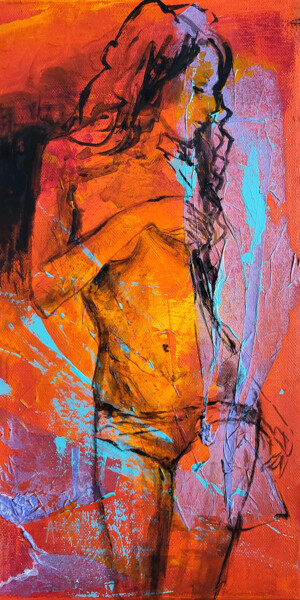 Painting titled "Serie Nude. Girl in…" by Artem Usá, Original Artwork, Acrylic Mounted on Wood Stretcher frame