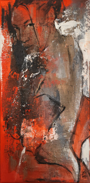 Painting titled "Serie: Nudes. Desir…" by Artem Usá, Original Artwork, Acrylic Mounted on Wood Stretcher frame