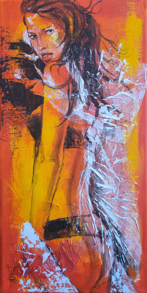 Painting titled "Serie Nudity. The T…" by Artem Usá, Original Artwork, Acrylic Mounted on Wood Stretcher frame