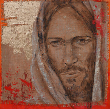 Schilderij getiteld "Serie Religion.  Ch…" door Artem Usá, Origineel Kunstwerk, pigmenten Gemonteerd op Frame voor houten br…