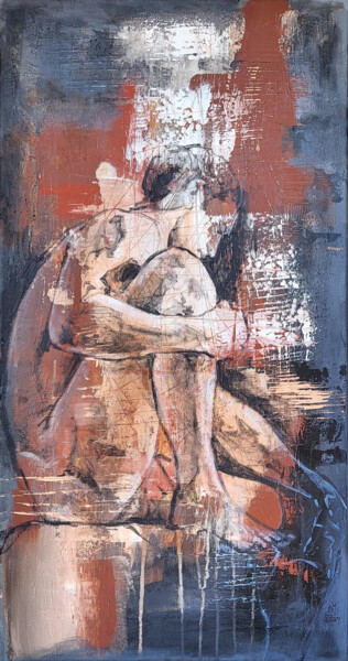 Painting titled "Serie Nudity. #The…" by Artem Usá, Original Artwork, Acrylic Mounted on Wood Stretcher frame