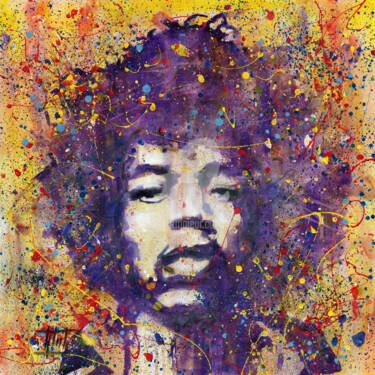 Malerei mit dem Titel "Jimi Hendrix" von Jaroslaw Glod, Original-Kunstwerk, Acryl