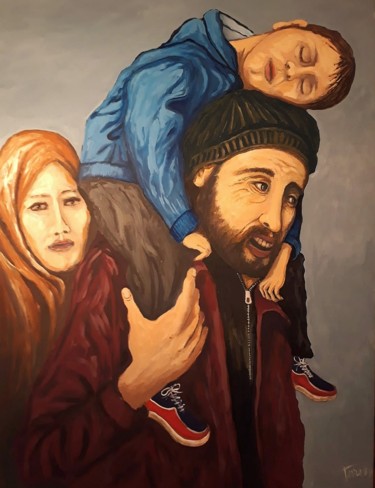 Schilderij getiteld "Migranti" door Luigi Torre, Origineel Kunstwerk, Acryl
