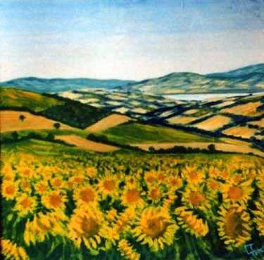 Pittura intitolato "Girasoli" da Luigi Torre, Opera d'arte originale