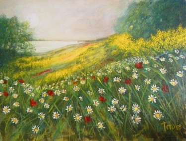 Pittura intitolato "Primavera al lago" da Luigi Torre, Opera d'arte originale