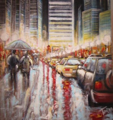 Pittura intitolato "Pioggia urbana" da Luigi Torre, Opera d'arte originale