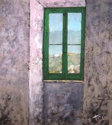 Painting titled "Dalla finestra" by Luigi Torre, Original Artwork, Oil