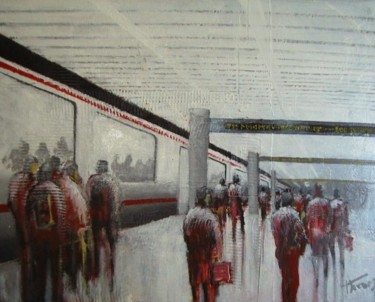Pittura intitolato "Mattino in metro" da Luigi Torre, Opera d'arte originale, Olio