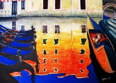 Pittura intitolato "Riflessi veneziani" da Luigi Torre, Opera d'arte originale, Olio