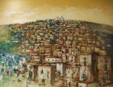Pittura intitolato "Antico borgo" da Luigi Torre, Opera d'arte originale, Olio
