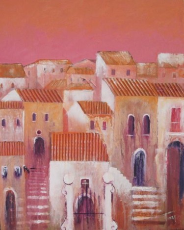 Pittura intitolato "tetti" da Luigi Torre, Opera d'arte originale