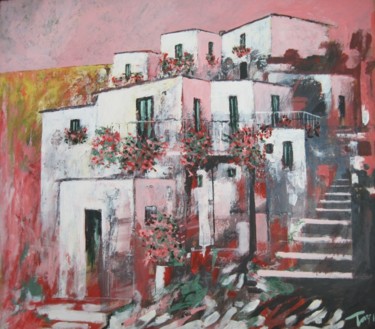 Pittura intitolato "Vecchie case" da Luigi Torre, Opera d'arte originale, Olio