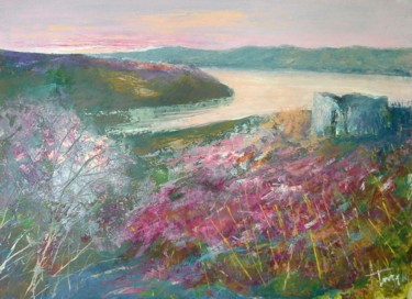 Painting titled "Primavera sul lago" by Luigi Torre, Original Artwork