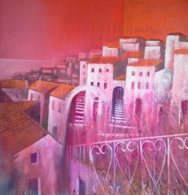 Painting titled "Paesaggio in rosso" by Luigi Torre, Original Artwork