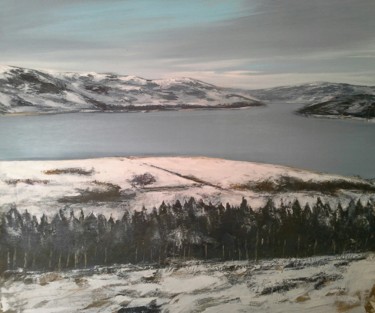 Peinture intitulée "Il lago d'inverno" par Luigi Torre, Œuvre d'art originale