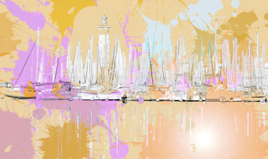 Grafika cyfrowa / sztuka generowana cyfrowo zatytułowany „Sète, le port | pei…” autorstwa Artenseo, Oryginalna praca, 2D pra…