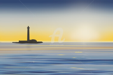 Digitale Kunst mit dem Titel "Marseille, phare de…" von Artenseo, Original-Kunstwerk, Digitale Malerei