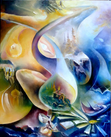 Painting titled "OBJECTIF" by Ma, Original Artwork, Oil
