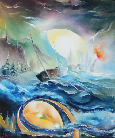 Peinture intitulée "TITANESQUE" par Ma, Œuvre d'art originale, Huile