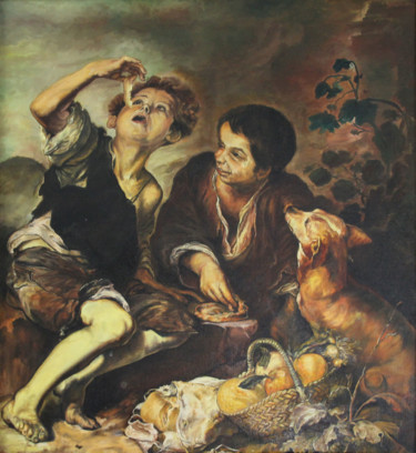 Pintura intitulada "LES ENFANTS AU PATH…" por Ma, Obras de arte originais, Óleo