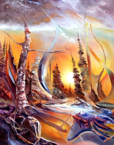 Painting titled "SYMPHONIE  HIVERNALE" by Ma, Original Artwork, Oil
