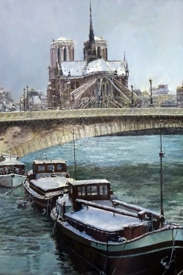 Painting titled "NOTRE DAME DE PARIS" by Ma, Original Artwork, Oil