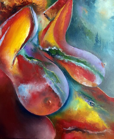 Painting titled "Lever de soleil" by Ma, Original Artwork, Oil