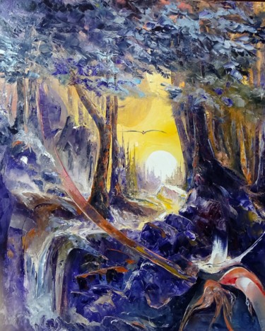 Painting titled "TROUEE  MATINALE" by Ma, Original Artwork, Oil