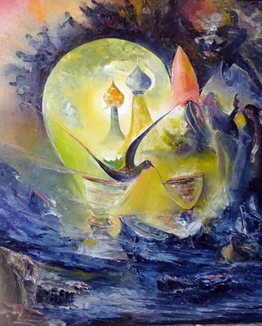 Painting titled "ENIGME" by Ma, Original Artwork, Oil