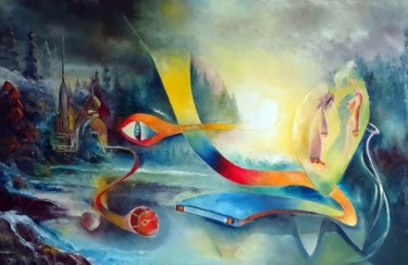 Schilderij getiteld "LECONS DE STRATAGEM…" door Ma, Origineel Kunstwerk, Olie