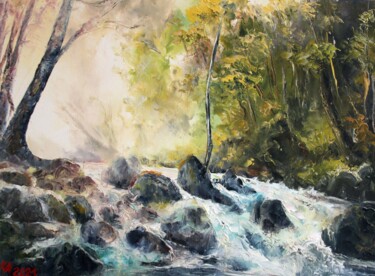 Painting titled "TURBULENTE NATURE" by Ma, Original Artwork, Oil