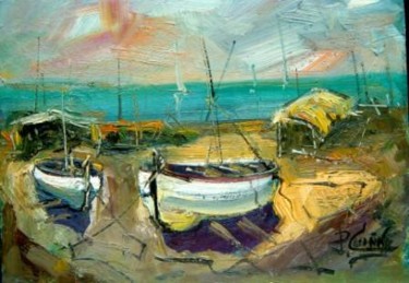 Pintura titulada "las barcas" por Pedro Castaño, Obra de arte original