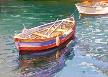 Painting titled "Marina" by Elio Picariello, Original Artwork, Acrylic Mounted on Wood Panel