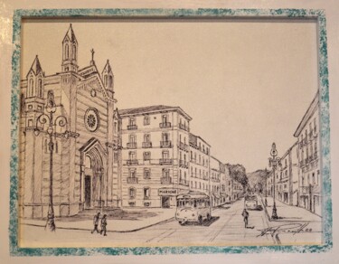 Disegno intitolato "Avellino  corso Vit…" da Elio Picariello, Opera d'arte originale, Biro