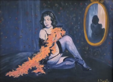 Pittura intitolato "DAME ET LA NUIT" da Artepignato, Opera d'arte originale, Olio