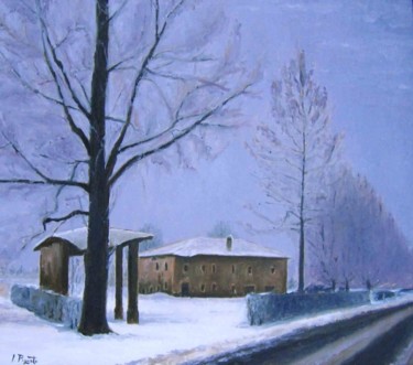 Pittura intitolato "Nevicata a Lorenzat…" da Artepignato, Opera d'arte originale