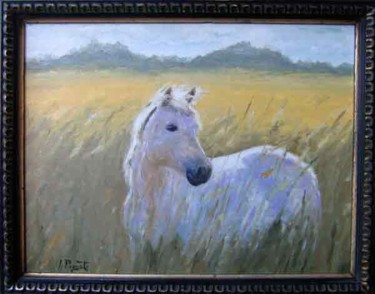 Pittura intitolato "Le cheval dans la p…" da Artepignato, Opera d'arte originale