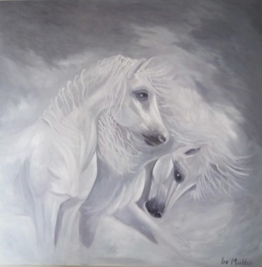 绘画 标题为“λευκά άλογα στην ομ…” 由Artero, 原创艺术品, 油