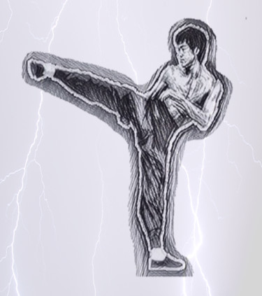 Grafika cyfrowa / sztuka generowana cyfrowo zatytułowany „Bruce Lee” autorstwa Antonio Romano, Oryginalna praca, Malarstwo c…