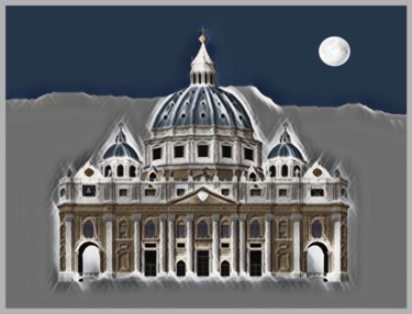 Arte digital titulada "Basilica di San Pie…" por Antonio Romano, Obra de arte original, Pintura Digital